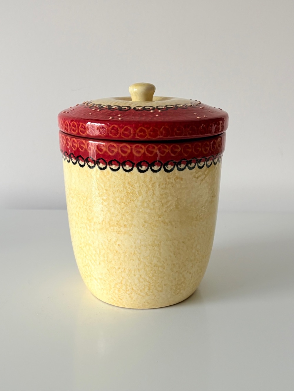 Vintage Lidded Crock Redware Terracotta Clay Pottery with Seal on Lid Rim